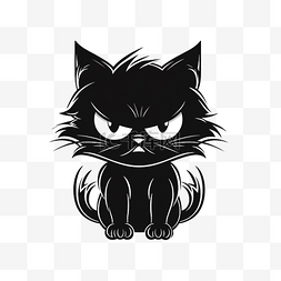 恐怖猫卡通图片_矢量卡通愤怒的猫贴纸万圣节人物