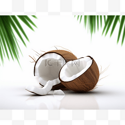 白色背景上孤立的 3d 椰子椰子 库
