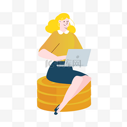 操作电脑办公图片_女性坐着办公的