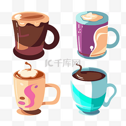 杯子剪贴画一些不同口味卡通咖啡