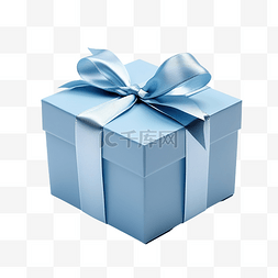 一个系着白丝带的蓝色礼品盒