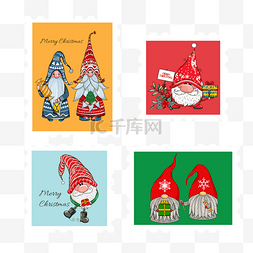 卡地亚红色图片_圣诞侏儒邮票组合方形