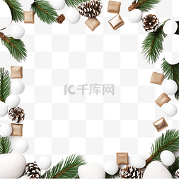 新年边框会横板图片_圣诞边界与枞树和棉花糖的分支