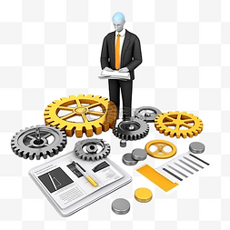 商业投资报告图片_适用于商业和金融的 3D 插图管理