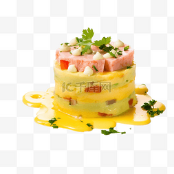 肉蛋菜图片_causa rellena 是经典的秘鲁开胃菜