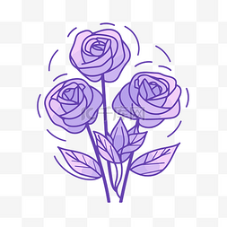 紫玫瑰插画 向量