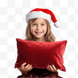 老人开心的坐着图片_可爱开朗的小女孩穿着圣诞服装孤