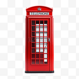 老电话亭图片_孤立的红色电话亭