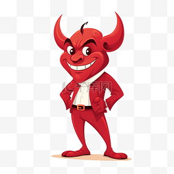 万圣节恶魔穿红衣服的节日插画