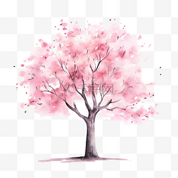 粉红色的水彩树