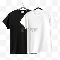 衣服模型图片_黑色和白色 T 恤