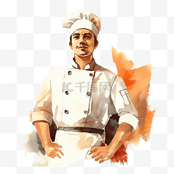 厨师形象图片_水彩插图职业厨师