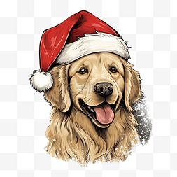 回款奋斗图片_戴着圣诞帽卡通人物的金毛猎犬