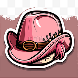 粉红色背景上的粉红色牛仔帽贴纸