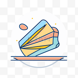 盘子矢量图片_一块蛋糕的平面图标，背景中有一