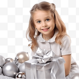 圣诞装饰品中可爱小女孩的肖像
