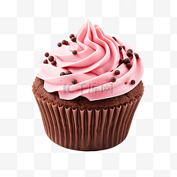 丝带牛奶图片_粉色巧克力纸杯蛋糕