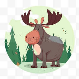 卡通驼鹿图片_驼鹿剪贴画卡通驼鹿在森林里绕圈