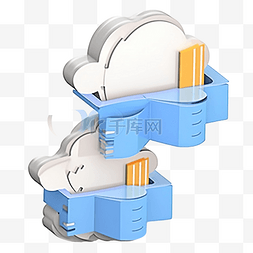 文件传输到云存储的 3d 插图