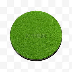 浴室地毯浴室垫图片_圆形表面覆盖着绿草隔离3D渲染插