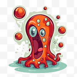 阿米巴剪贴画卡通章鱼有很多气泡