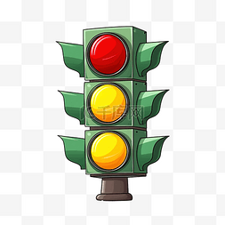 交通灯以卡通风格红灯高于绿色和