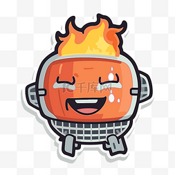 白头发的卡通橙色喷火机器人角色