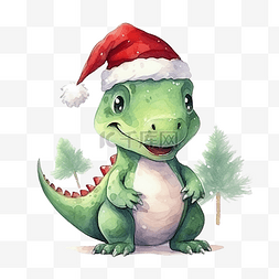 婴儿淋浴图片_可爱的恐龙圣诞快乐与水彩插图集