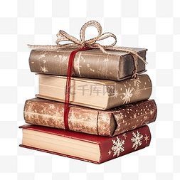 家庭书房图片_堆满圣诞装饰的工艺封面书籍