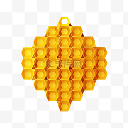 大蜜蜂图片_简单的黄色大蜂窝插画