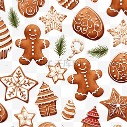 可通图案图片_可爱的圣诞无缝图案与姜饼