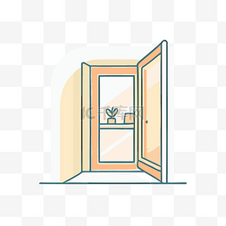 白色扇图片_一扇开着的门的插图 向量