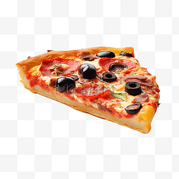 新鲜的披萨图片_一片披萨的 3D 渲染，上面有黑橄