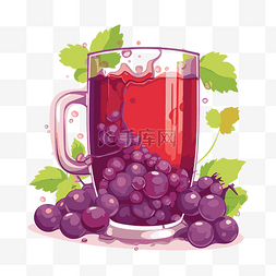 紫色叶子和葡萄图片_葡萄汁 向量