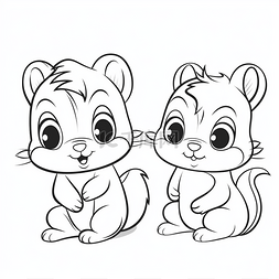 两只松鼠图片_两只卡通松鼠着色页打印