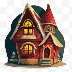 圣诞屋设计图片_有小窗户的红色圣诞屋 向量