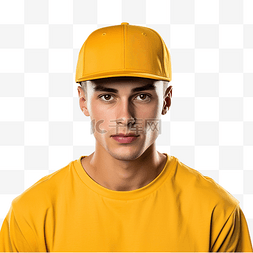 衣服模型图片_黄色帽子戴嘻哈帽子模型前视图