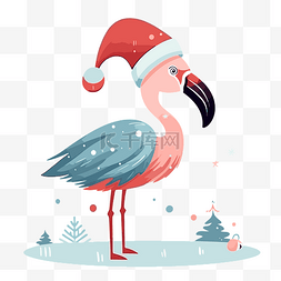 带着圣诞老人帽子的火烈鸟 向量