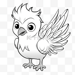 可爱的卡通家禽翅膀动物公鸡着色