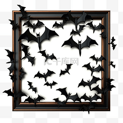 可爱装饰相框图片_万圣节快乐 3d 可怕的蝙蝠相框孤