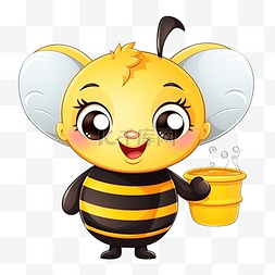 卡通可爱蜜蜂提着滴蜜的蜜罐