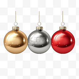 金色圣诞横幅图片_圣诞球逼真的银红色和金色风格