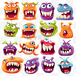 搞笑表情套图片_有趣的怪物嘴设置不同的表情可怕