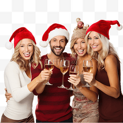 喝酒聊天图片_一群朋友在家喝酒庆祝圣诞节