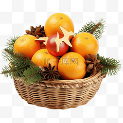 金穗金色盾牌图片_篮子里的圣诞组合物，里面有橙子