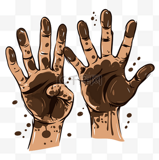 泥瓦工图片素材_脏手剪贴画 泥手矢量图解卡通