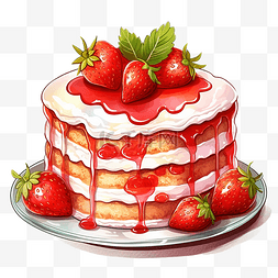 奶油烩饭图片_草莓蛋糕插画