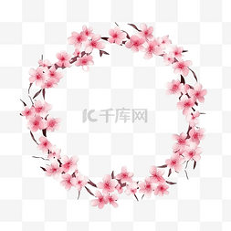 春天框架图片_粉色樱花或樱花花环框架贴纸
