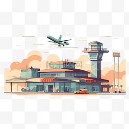机场插画图片_机场剪贴画机场机场站孤立平面插