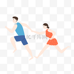 男女卡通青年图片_正在跑步的男女